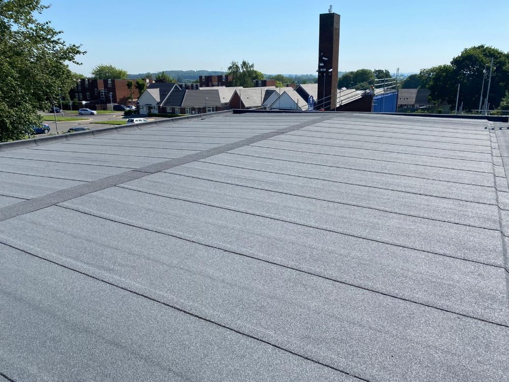 Completed commercial flat roof, Windmill Primary School, Telford