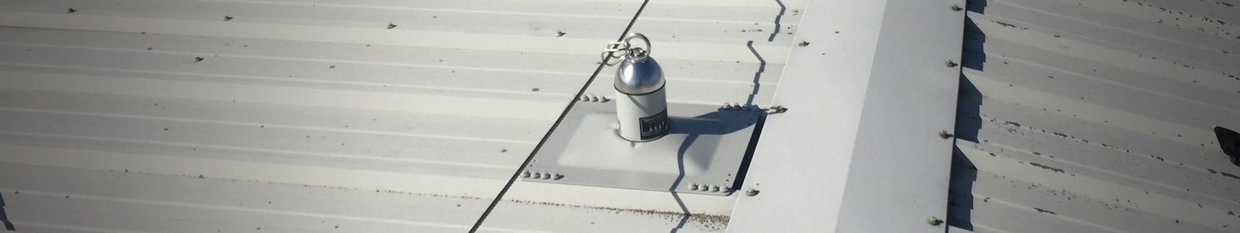 Fixed ladder access and edge protection on a commercial roof