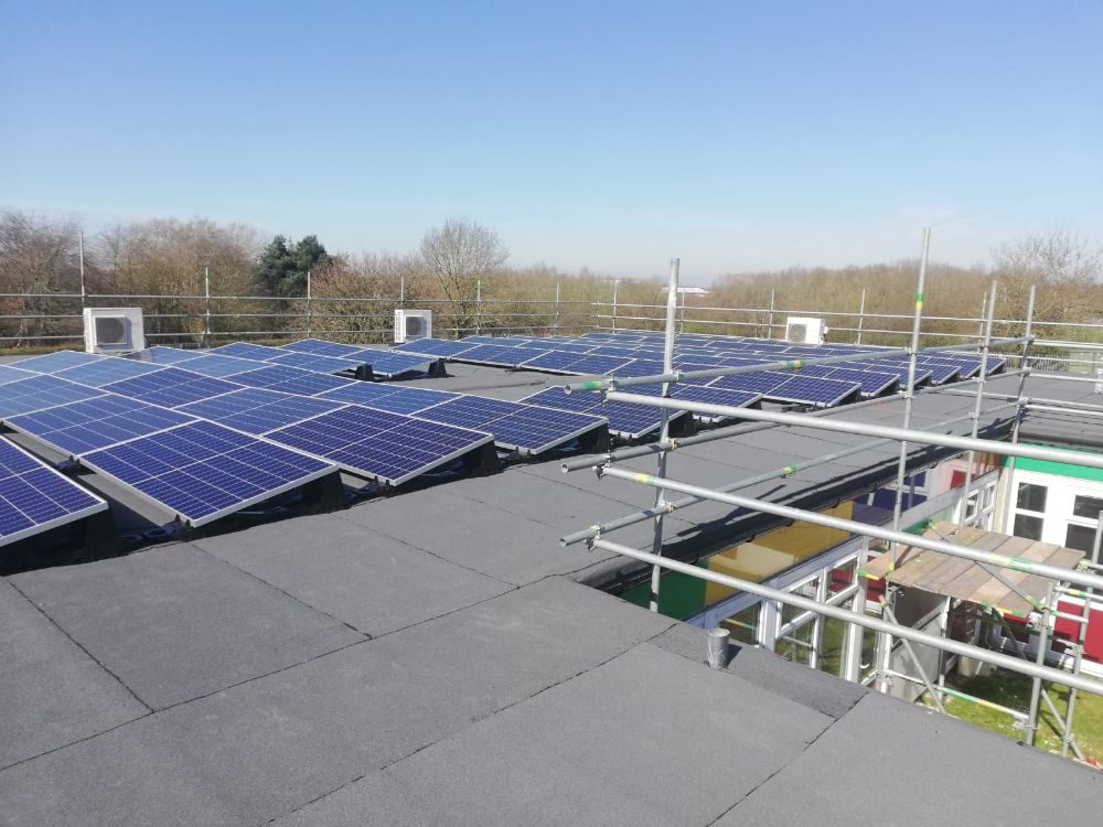 New PV array on the completed bituminous overlay, Phoenix Academy School, Walsall