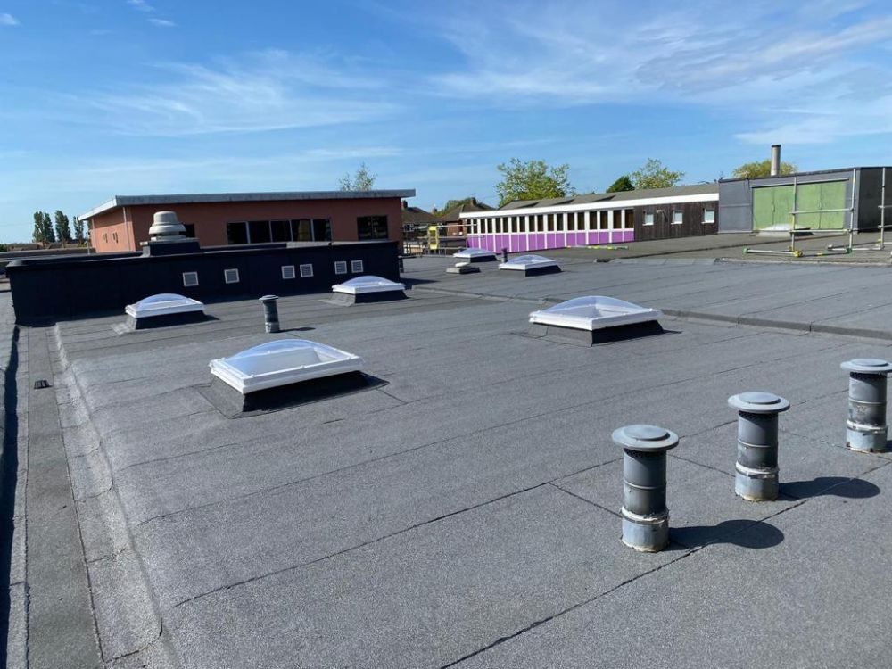 New built-up roof and rooflights, Thomas Wolsey School, Ipswich