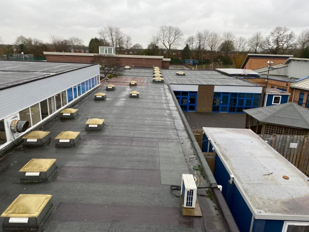 Existing roof before the works, Windmill Primary School, Beaconsfield, Telford TF3 1LG